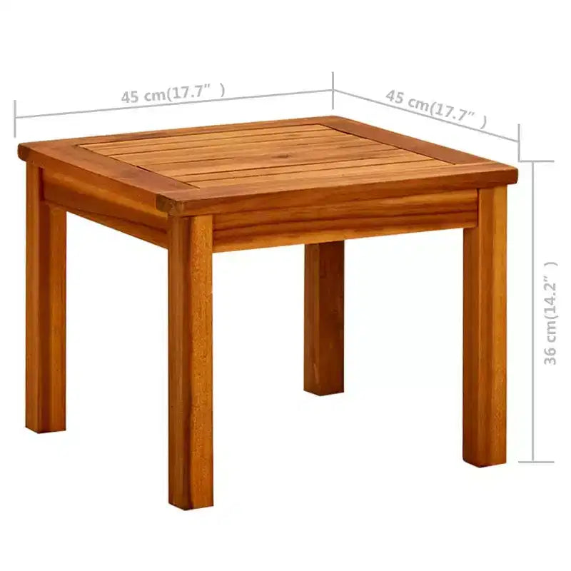 Table basse en bois naturel, bois d'acacia massif - 17,7 x 17,7 x 14,2