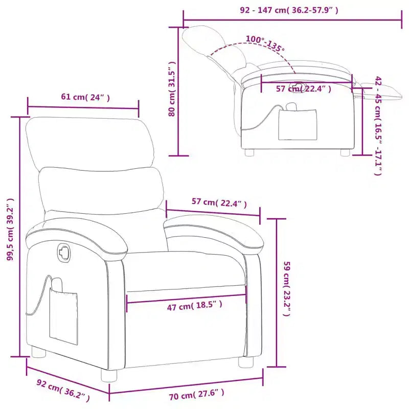 Fauteuil inclinable de massage - Gris clair à dossier inclinable manuel