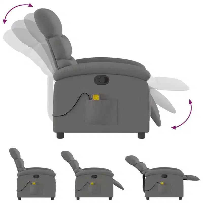 Fauteuil inclinable de massage - Gris clair à dossier inclinable manuel