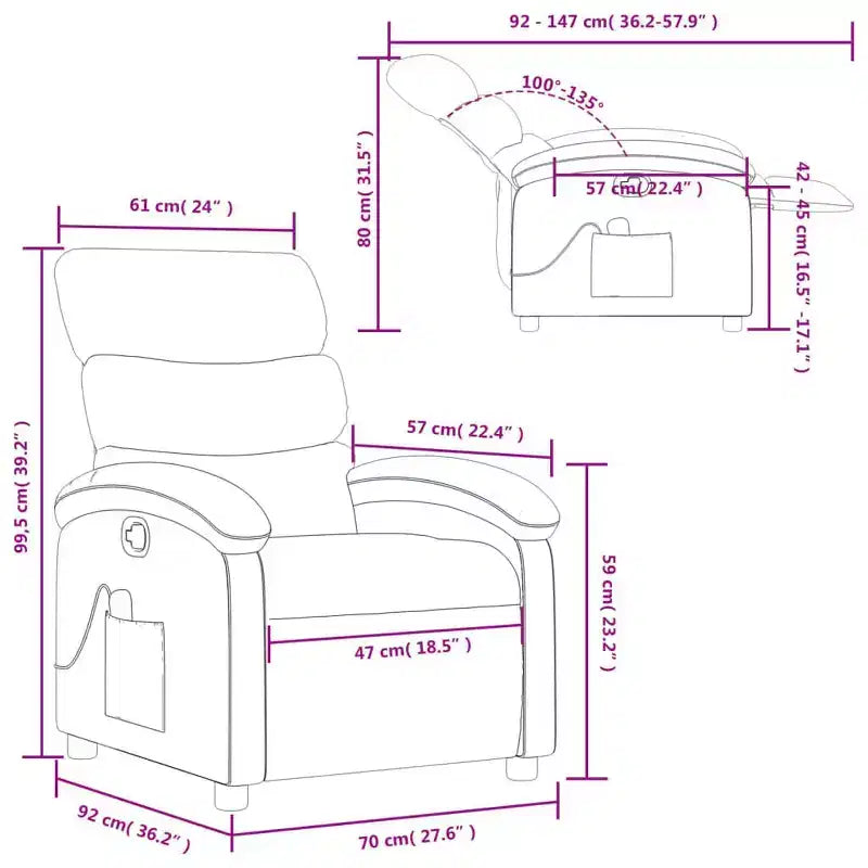 Fauteuil inclinable de massage - Gris clair à dossier inclinable manuel