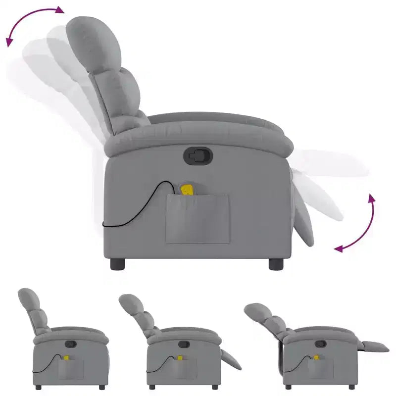 Fauteuil inclinable de massage - Gris clair à dossier inclinable manuel