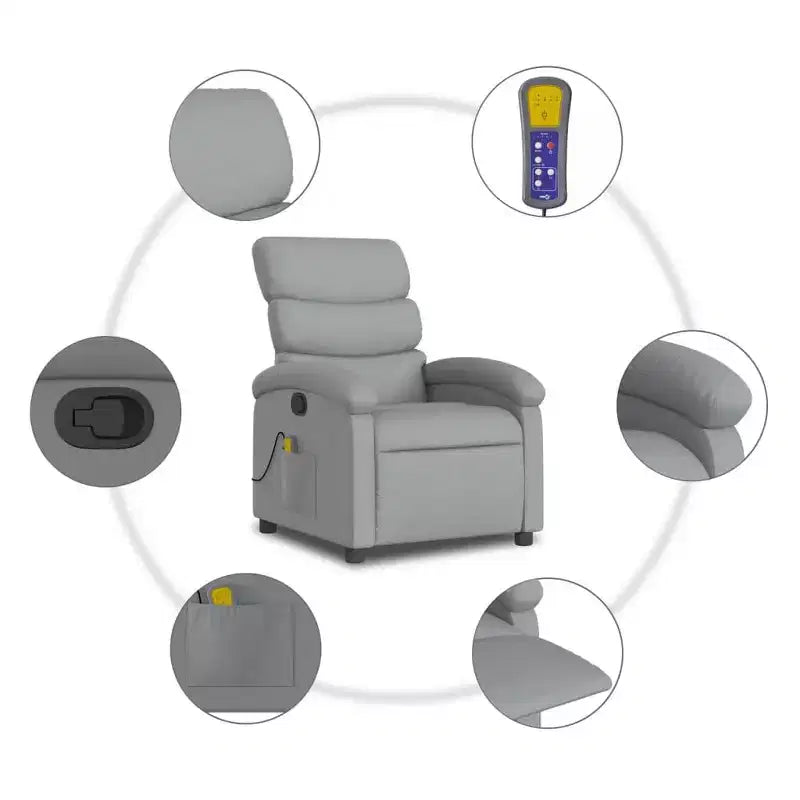 Fauteuil inclinable de massage - Gris clair à dossier inclinable manuel
