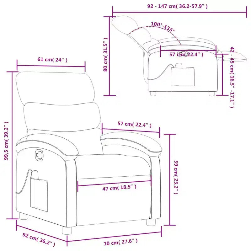 Fauteuil inclinable de massage - Gris clair à dossier inclinable manuel