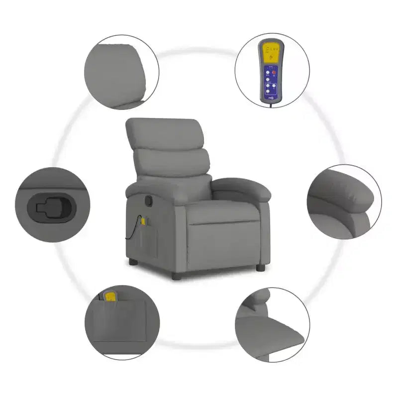 Fauteuil inclinable de massage - Gris clair à dossier inclinable manuel
