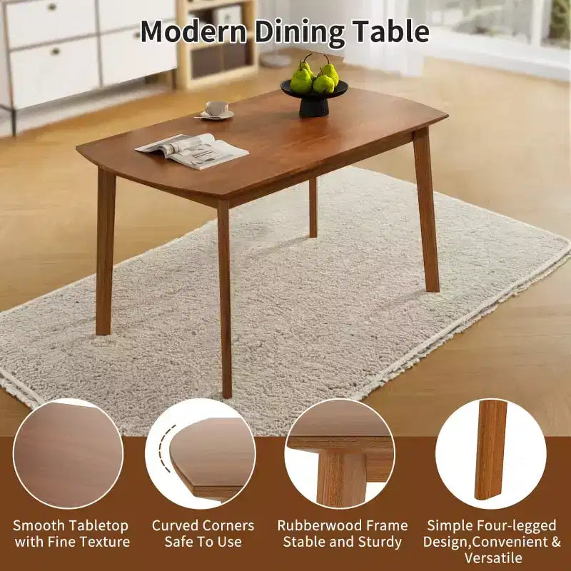 Ensemble de salle à manger moderne 5 pièces avec cadre en bois d'hévéa et 4 chaises rembourrées, ensemble de salle à manger peu encombrant pour salle à manger ou cuisine - Panipeachy