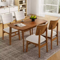 5-Piece Modern Dining Table Set with Rubberwood Frame and 4 Upholstered Chairs, Space-Saving Dining Set for Dining Room or Kitchen - Panipeachy