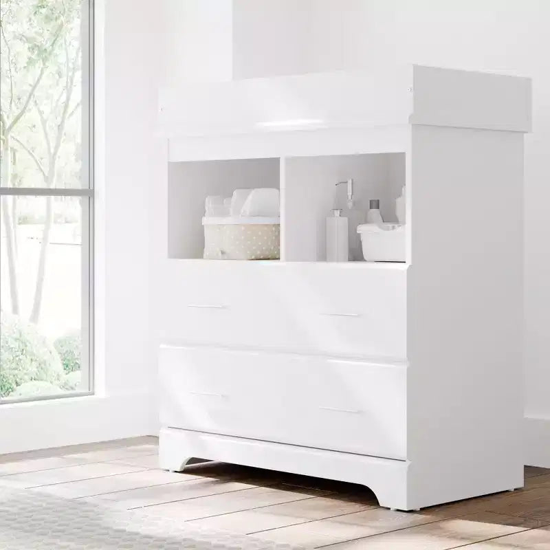 Commode à 2 tiroirs avec plan à langer amovible