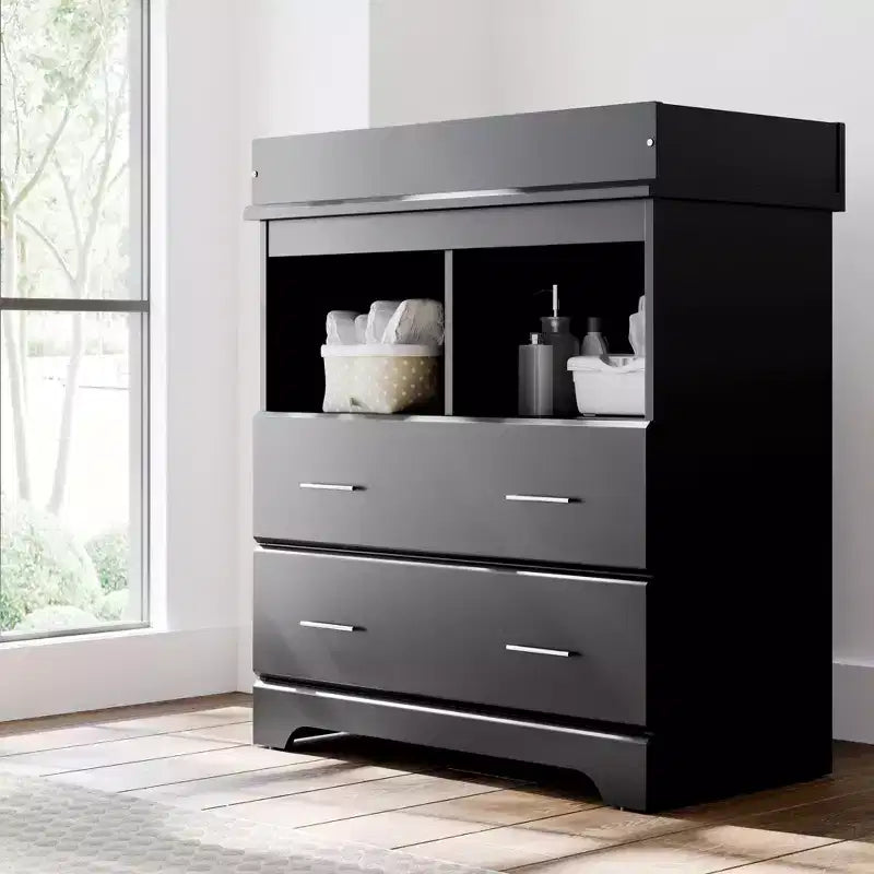 Commode à 2 tiroirs avec plan à langer amovible