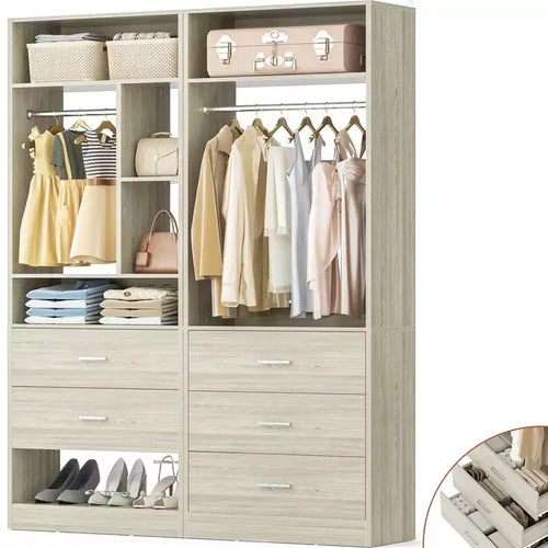 Système de placard de 122 cm avec 5 tiroirs en bois