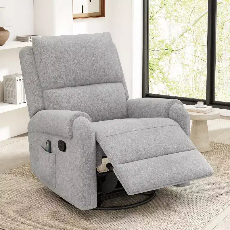 Fauteuil inclinable de massage en chenille pivotant et berçant moderne