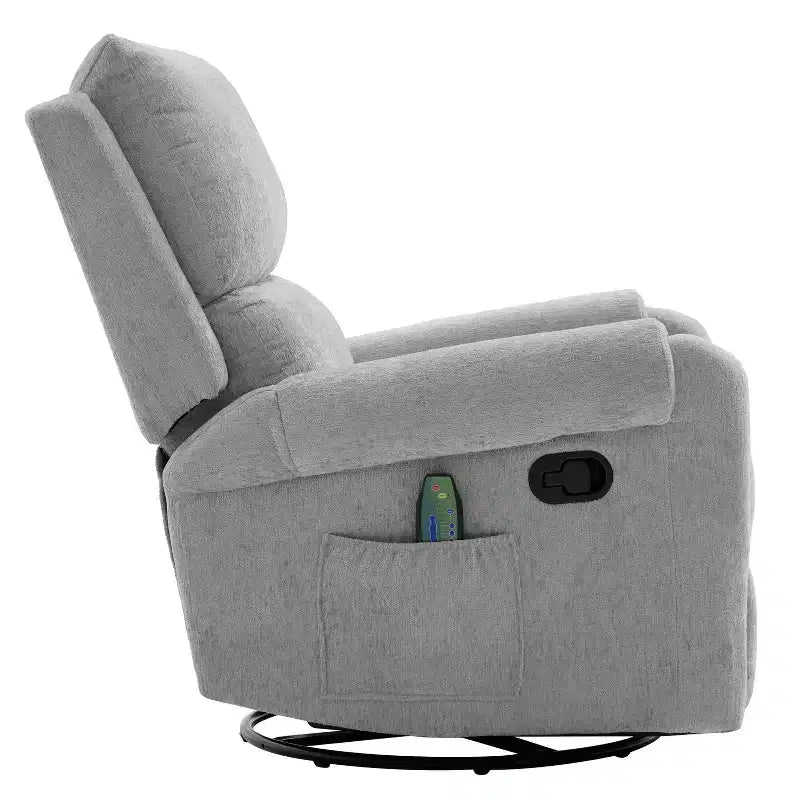 Fauteuil inclinable de massage en chenille pivotant et berçant moderne