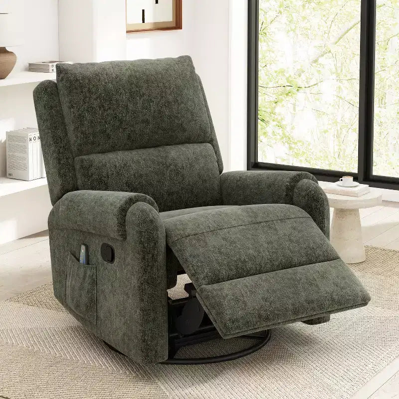 Fauteuil inclinable de massage en chenille pivotant et berçant moderne