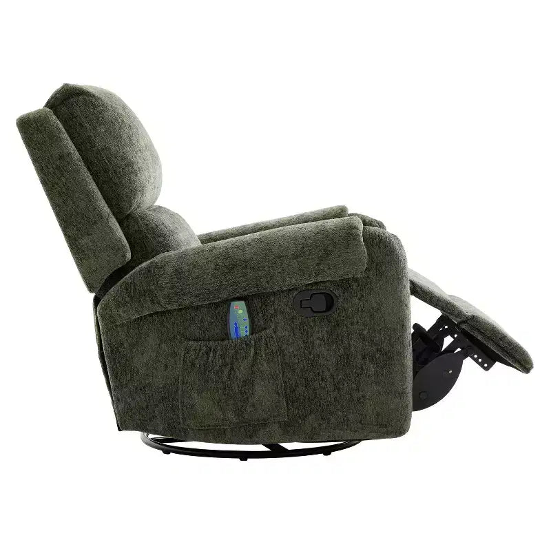 Fauteuil inclinable de massage en chenille pivotant et berçant moderne