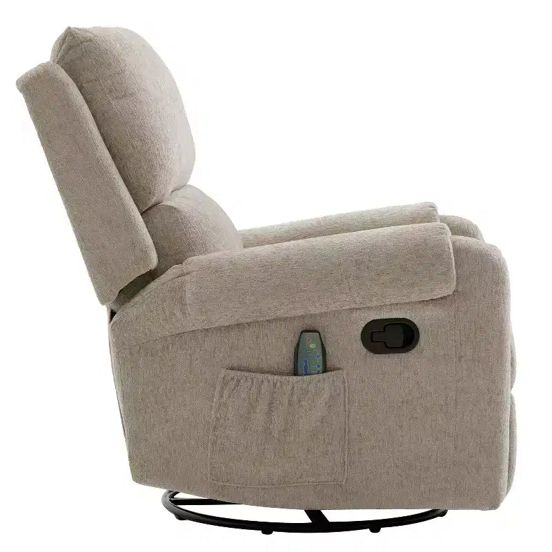 Fauteuil inclinable de massage en chenille pivotant et berçant moderne