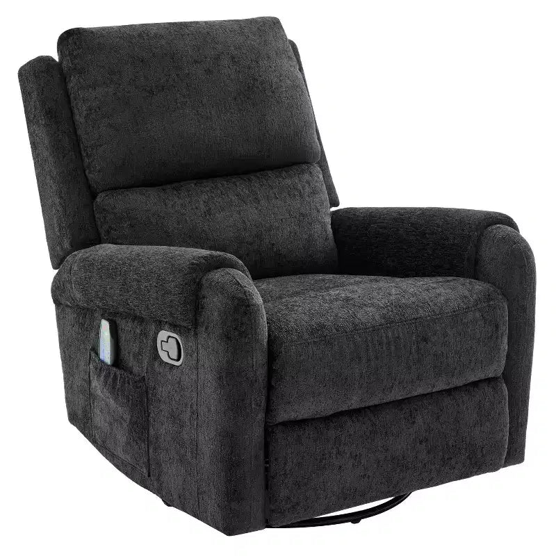 Fauteuil inclinable de massage en chenille pivotant et berçant moderne