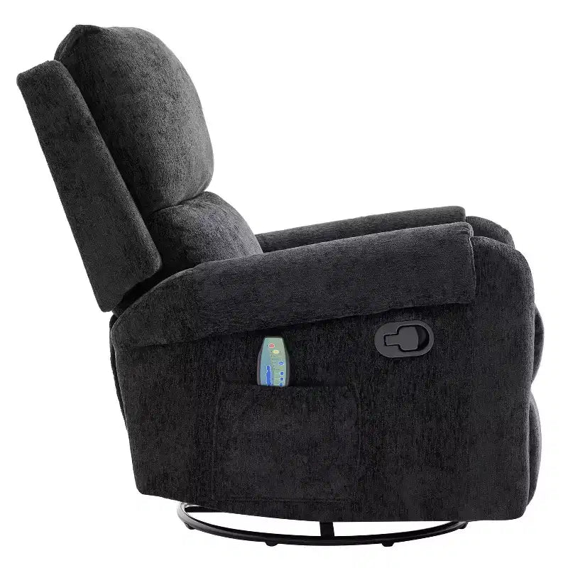 Fauteuil inclinable de massage en chenille pivotant et berçant moderne