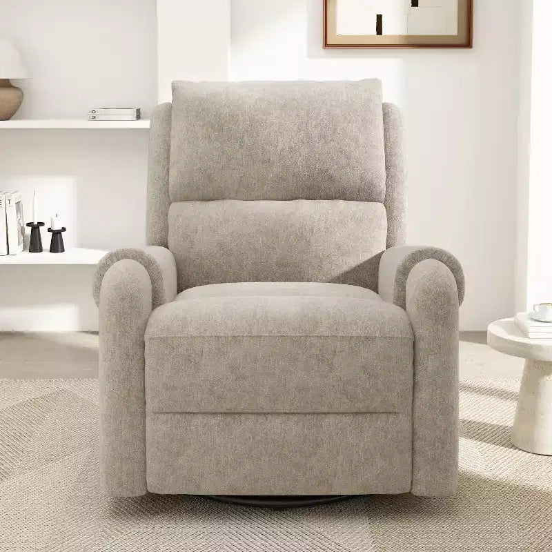 Fauteuil inclinable de massage en chenille pivotant et berçant moderne