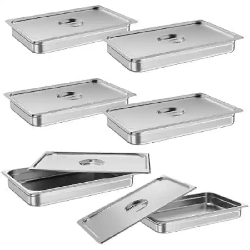 Bac alimentaire isotherme en acier inoxydable, 90 litres, 6 pièces, assiettes creuses de 6,35 cm avec couvercle pour restaurant, cantine, buffet
