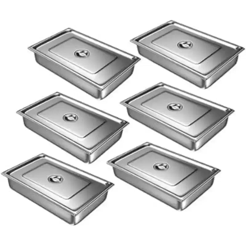 Bac alimentaire isotherme en acier inoxydable, 90 litres, 6 pièces, assiettes creuses de 6,35 cm avec couvercle pour restaurant, cantine, buffet