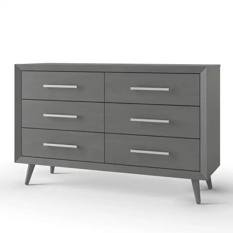 Commode double à 6 tiroirs pour chambre de bébé ou d'enfant, kit anti-basculement inclus, finition non toxique sans danger pour bébé