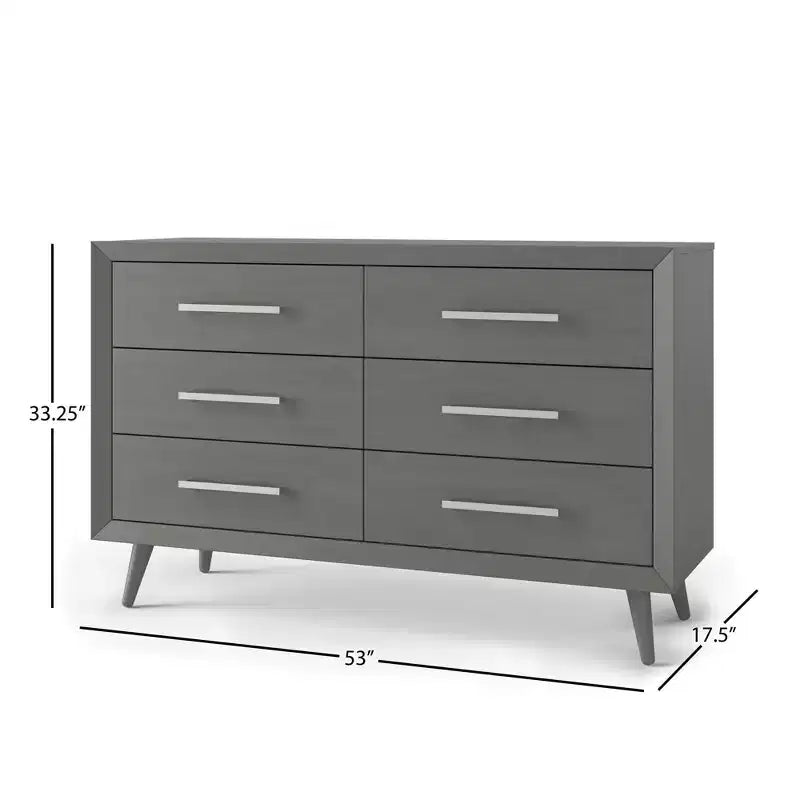 Commode double à 6 tiroirs pour chambre de bébé ou d'enfant, kit anti-basculement inclus, finition non toxique sans danger pour bébé