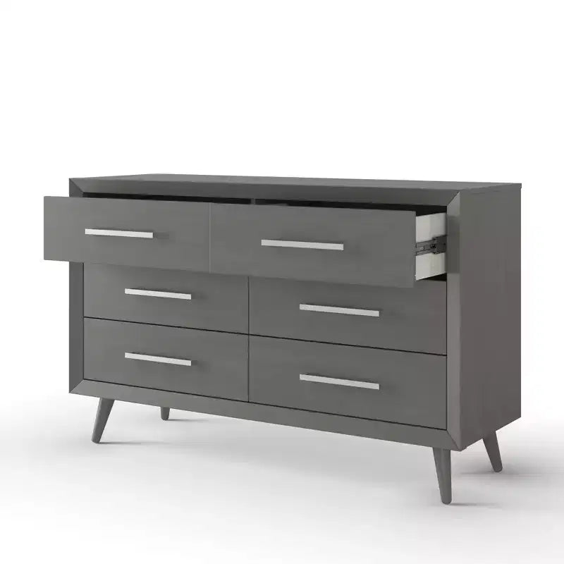 Commode double à 6 tiroirs pour chambre de bébé ou d'enfant, kit anti-basculement inclus, finition non toxique sans danger pour bébé