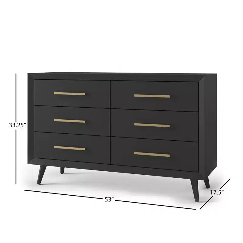 Commode double à 6 tiroirs pour chambre de bébé ou d'enfant, kit anti-basculement inclus, finition non toxique sans danger pour bébé