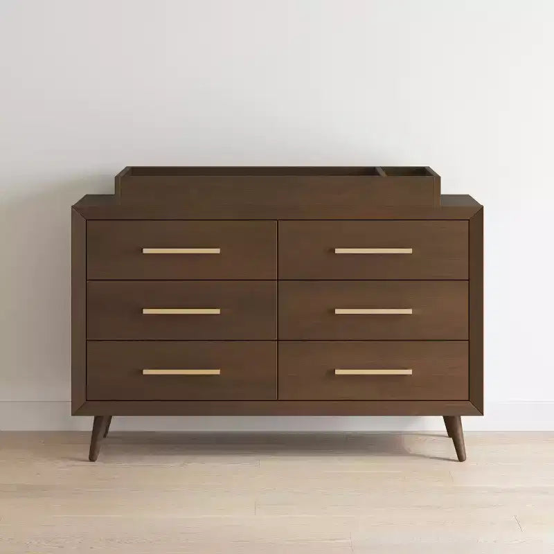 Commode double à 6 tiroirs pour chambre de bébé ou d'enfant, kit anti-basculement inclus, finition non toxique sans danger pour bébé