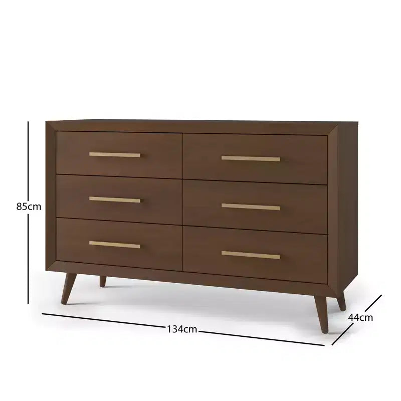 Commode double à 6 tiroirs pour chambre de bébé ou d'enfant, kit anti-basculement inclus, finition non toxique sans danger pour bébé