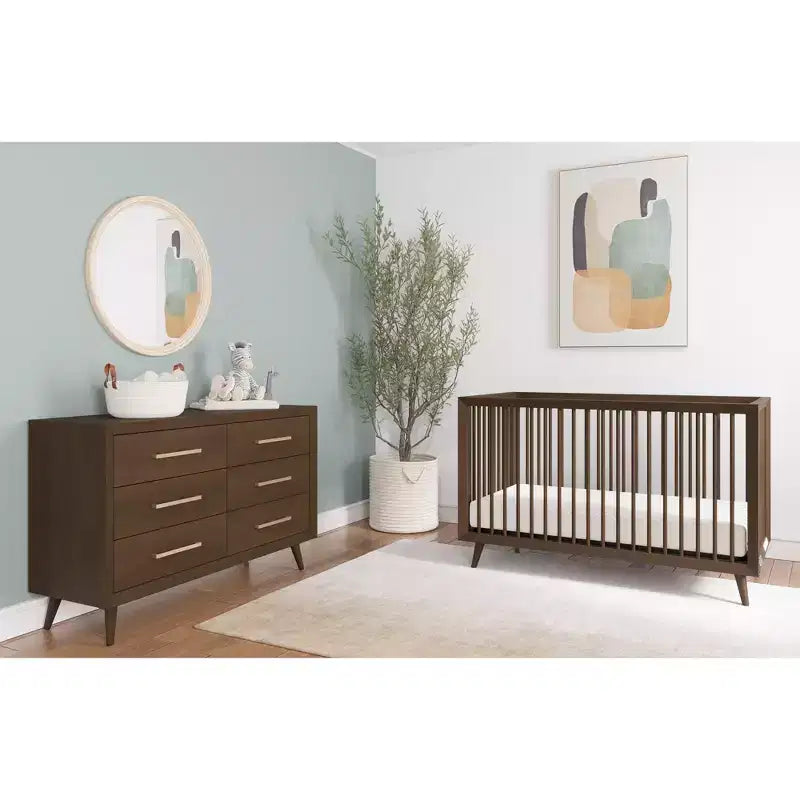 Commode double à 6 tiroirs pour chambre de bébé ou d'enfant, kit anti-basculement inclus, finition non toxique sans danger pour bébé