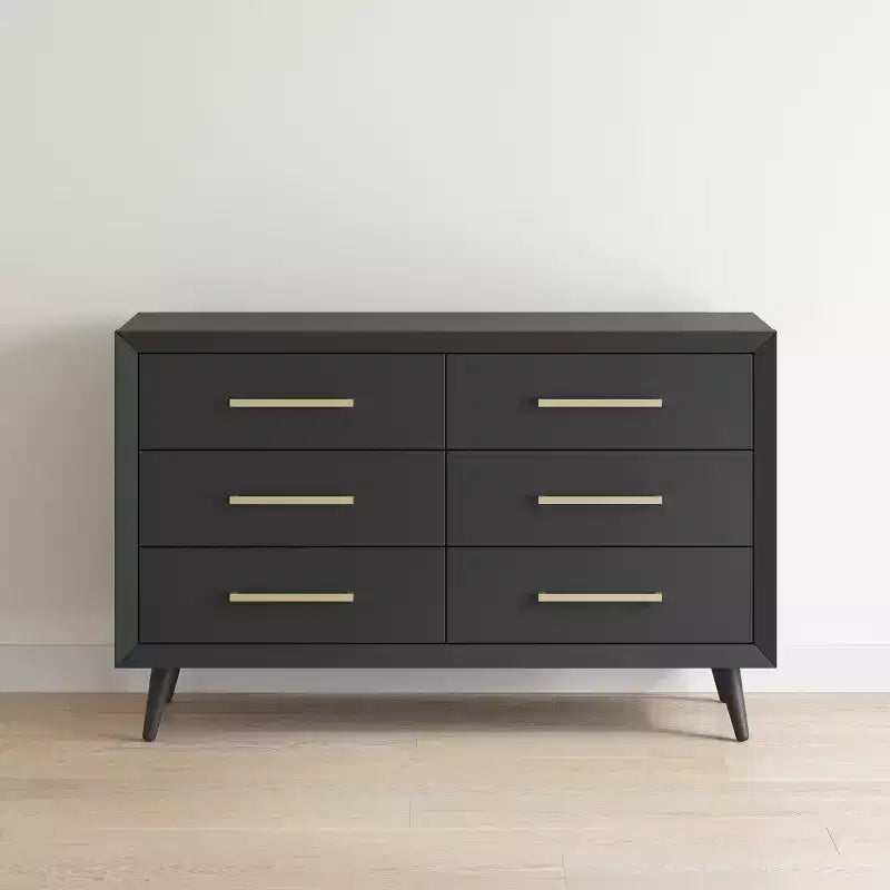 Commode double à 6 tiroirs pour chambre de bébé ou d'enfant, kit anti-basculement inclus, finition non toxique sans danger pour bébé