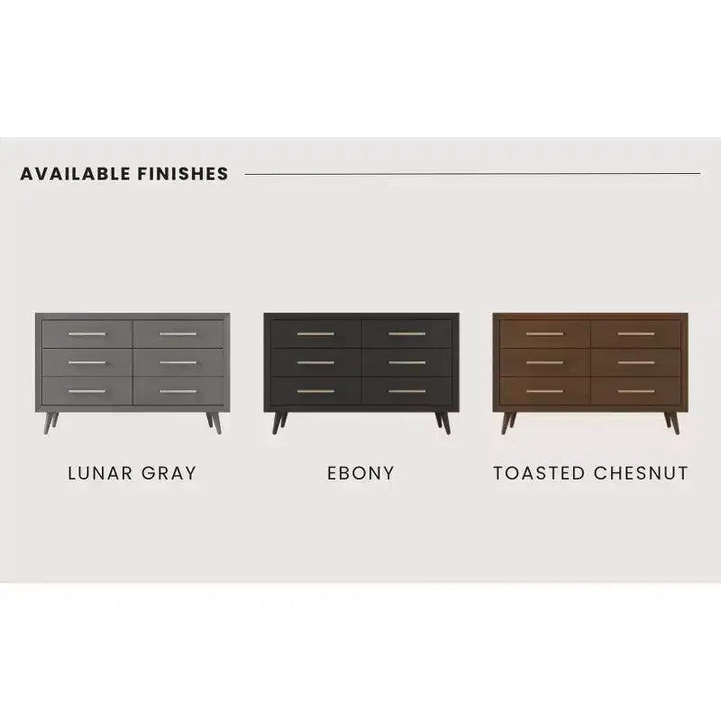 Commode double à 6 tiroirs pour chambre de bébé ou d'enfant, kit anti-basculement inclus, finition non toxique sans danger pour bébé