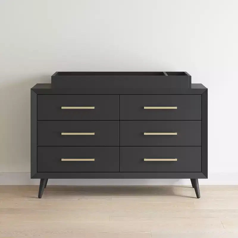 Commode double à 6 tiroirs pour chambre de bébé ou d'enfant, kit anti-basculement inclus, finition non toxique sans danger pour bébé