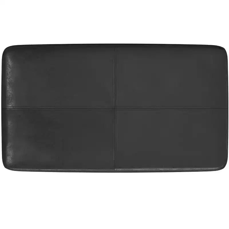 Banc ottoman étroit de 27 pouces de style milieu de siècle en similicuir vegan noir vieilli
