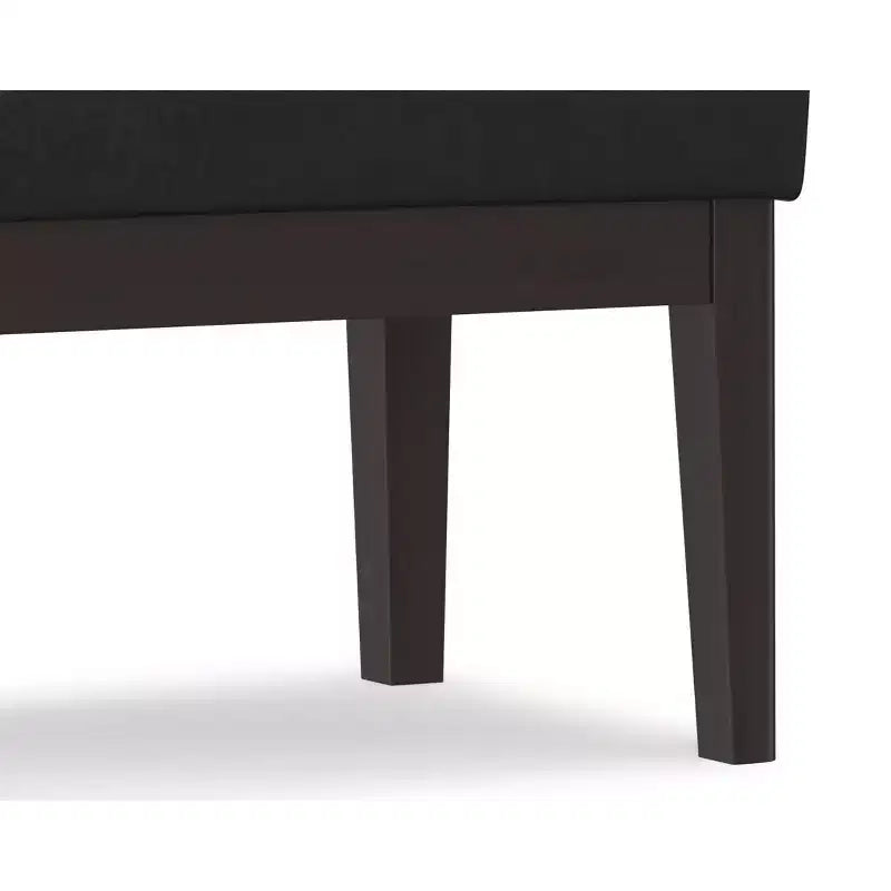 Banc ottoman étroit de 27 pouces de style milieu de siècle en similicuir vegan noir vieilli