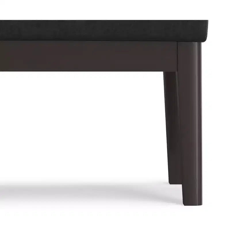 Banc ottoman étroit de 27 pouces de style milieu de siècle en similicuir vegan noir vieilli