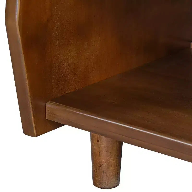 Table de chevet moderne en rotin avec 1 étagère ouverte et 1 tiroir