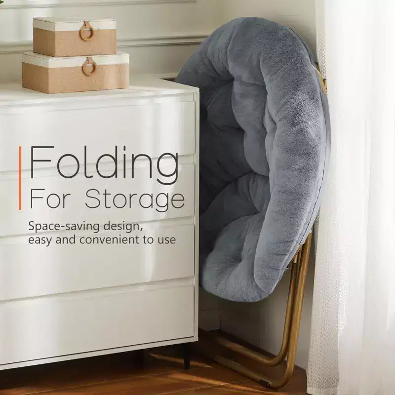 Fauteuil de salon moderne avec accoudoirs, fauteuil tapissé en fausse fourrure avec cadre robuste, chaises pliantes d'appoint pour salon, chambre, bureau