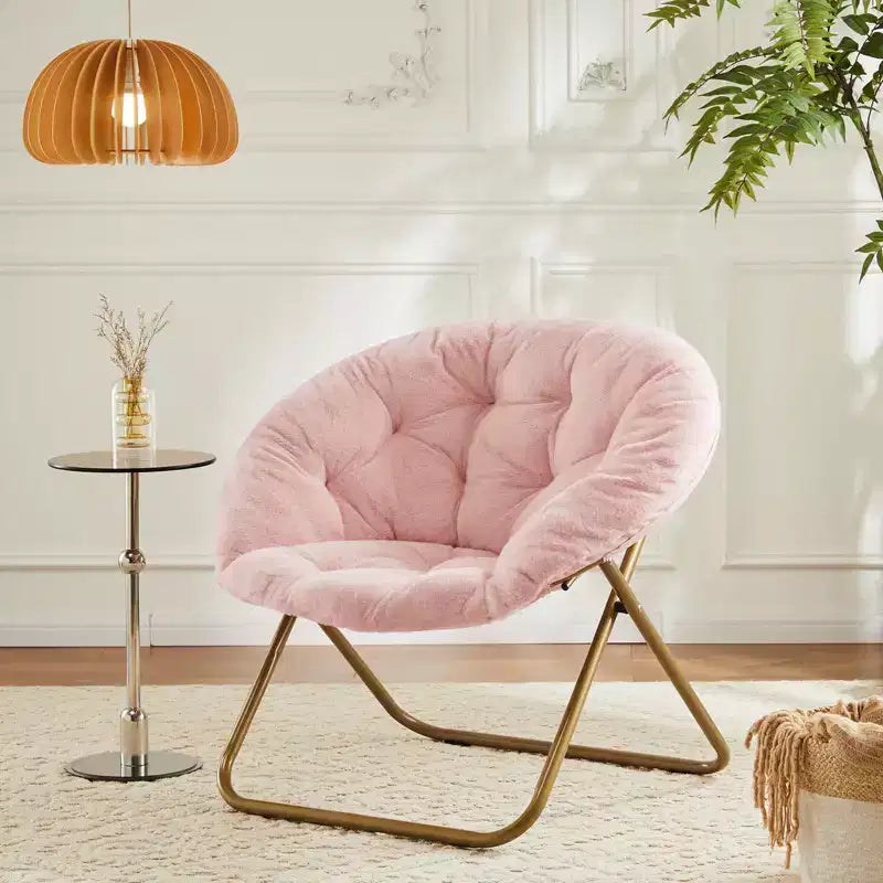 Fauteuil de salon moderne avec accoudoirs, fauteuil tapissé en fausse fourrure avec cadre robuste, chaises pliantes d'appoint pour salon, chambre, bureau