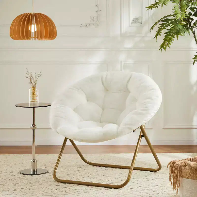 Fauteuil de salon moderne avec accoudoirs, fauteuil tapissé en fausse fourrure avec cadre robuste, chaises pliantes d'appoint pour salon, chambre, bureau