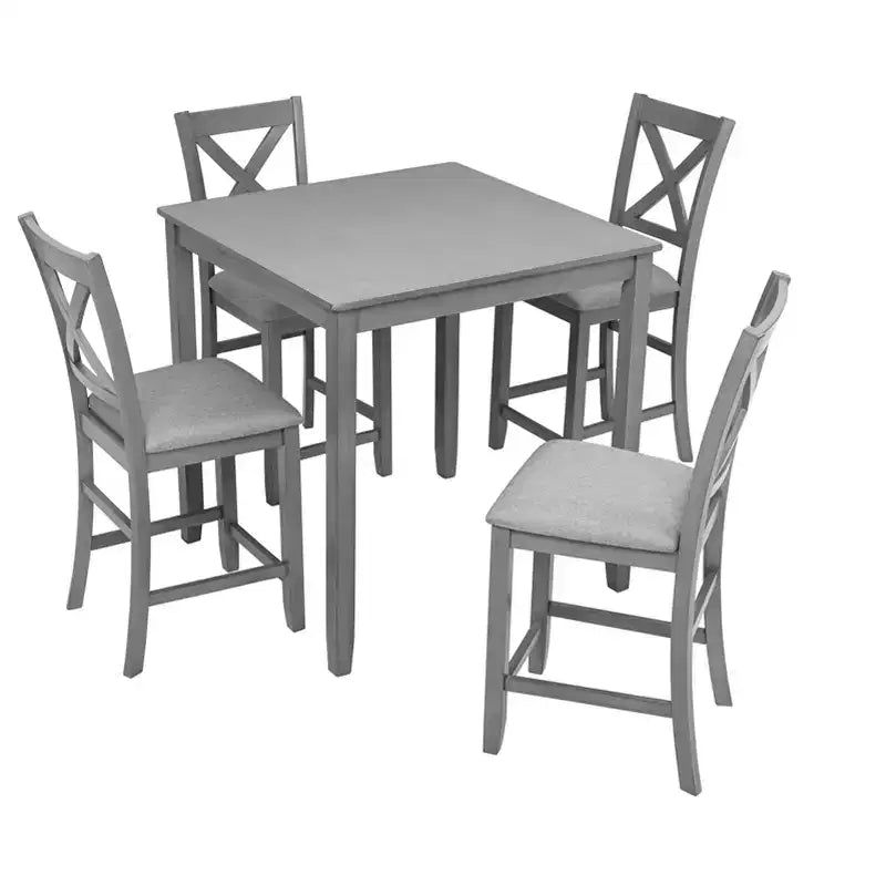 sumyeg Ensemble de salle à manger carré 5 pièces à hauteur de comptoir avec 4 chaises rembourrées