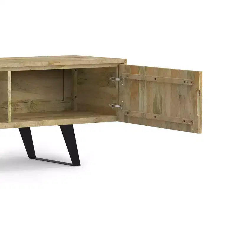 Meuble TV industriel moderne en bois massif de 183 cm de large pour TV jusqu'à 80 pouces