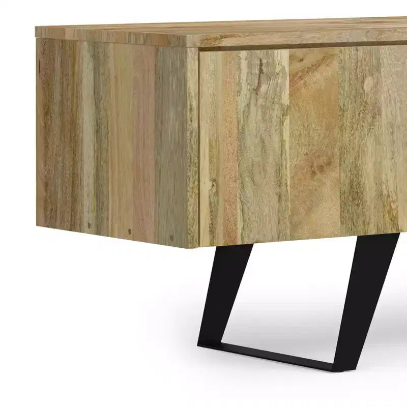 Meuble TV industriel moderne en bois massif de 183 cm de large pour TV jusqu'à 80 pouces