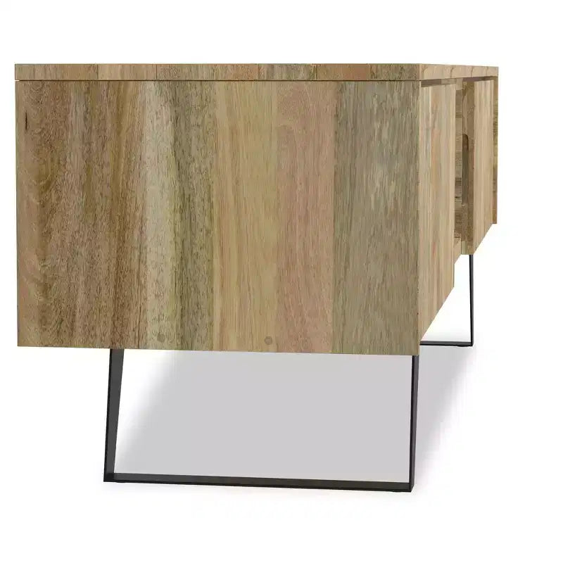 Meuble TV industriel moderne en bois massif de 183 cm de large pour TV jusqu'à 80 pouces
