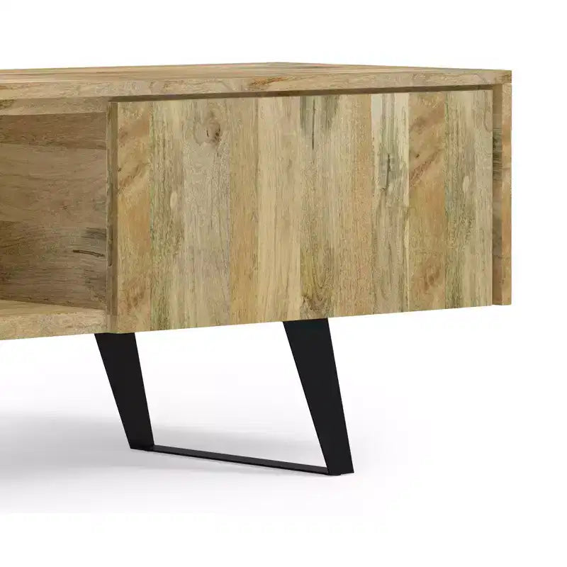 Meuble TV industriel moderne en bois massif de 183 cm de large pour TV jusqu'à 80 pouces