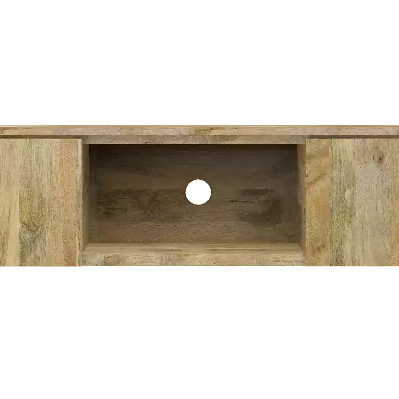 Meuble TV industriel moderne en bois massif de 183 cm de large pour TV jusqu'à 80 pouces