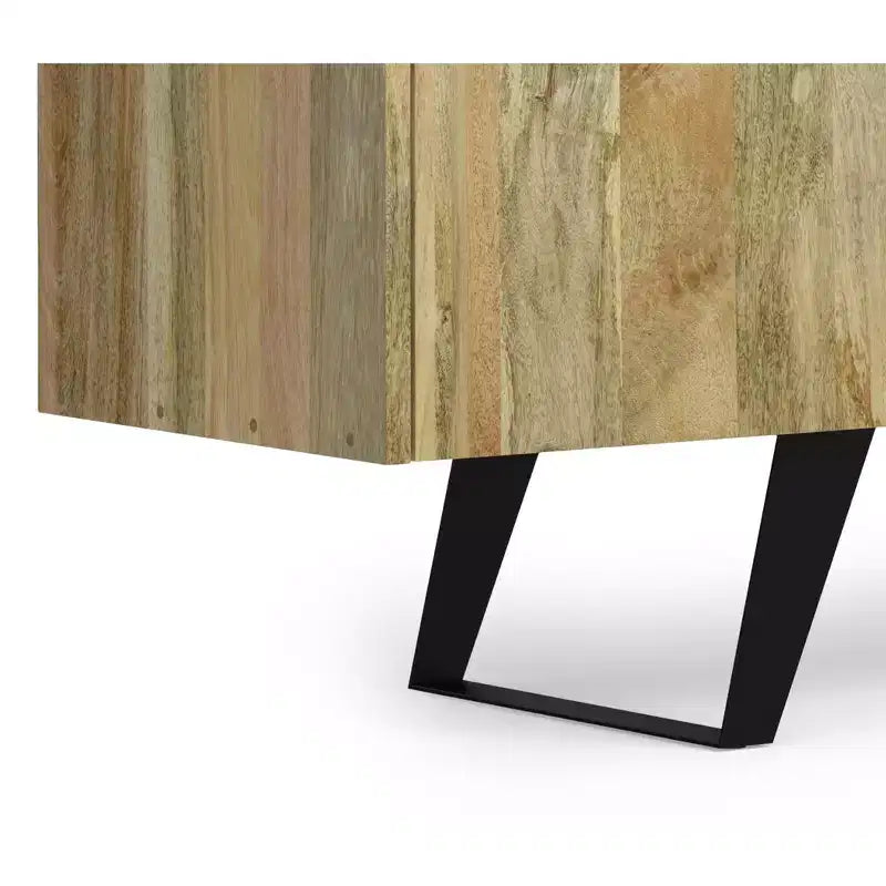Meuble TV industriel moderne en bois massif de 183 cm de large pour TV jusqu'à 80 pouces