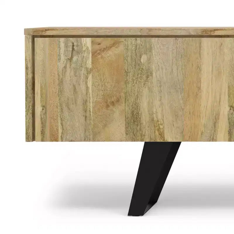 Meuble TV industriel moderne en bois massif de 183 cm de large pour TV jusqu'à 80 pouces