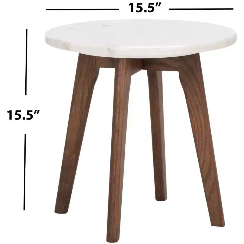 Table d'appoint ronde en marbre - Marbre/Noyer