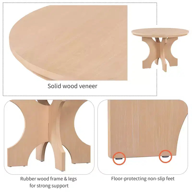 Ensemble de salle à manger rond 5 pièces rustique GDFStudio Agnes avec chaises rembourrées et banc incurvé